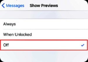Turn message previews off