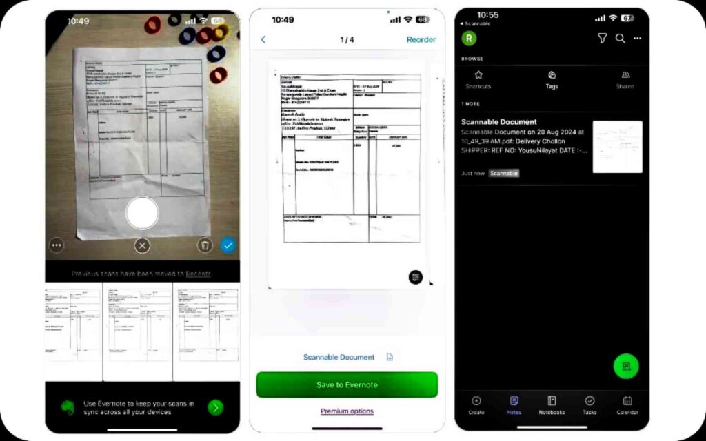 document scanner app with OCR for iPhone